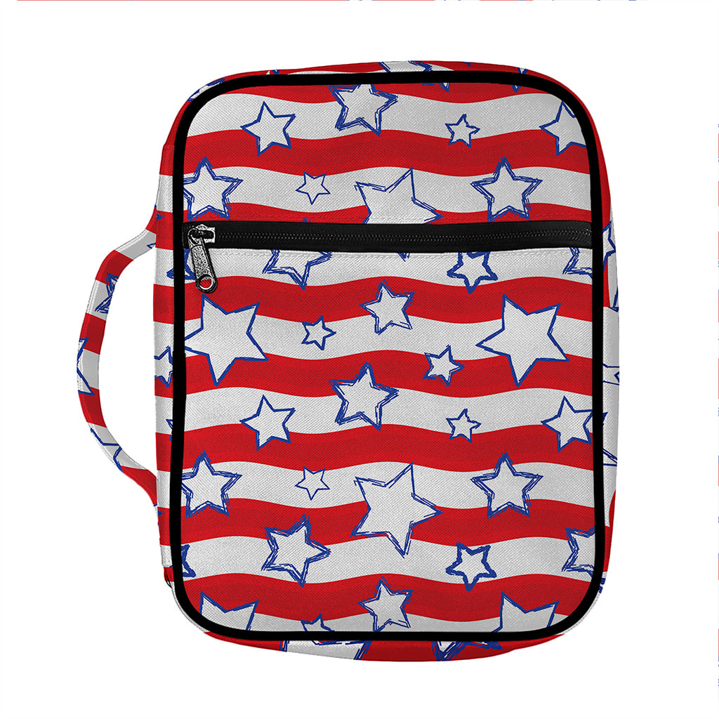 Fourth of July USA Star Pattern Print Front Pocket Bible Bag