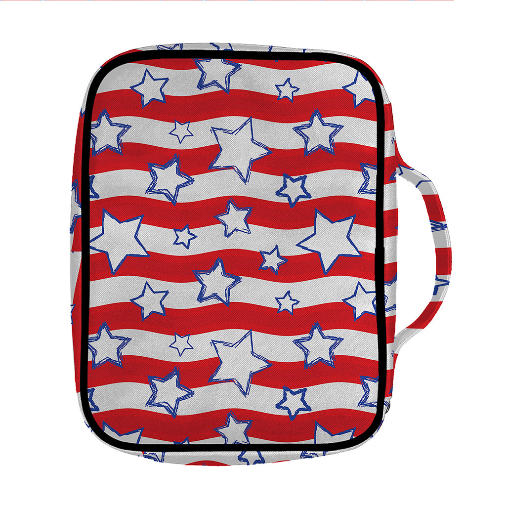 Fourth of July USA Star Pattern Print Front Pocket Bible Bag