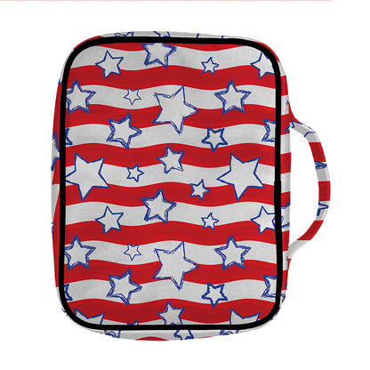 Fourth of July USA Star Pattern Print Front Pocket Bible Bag