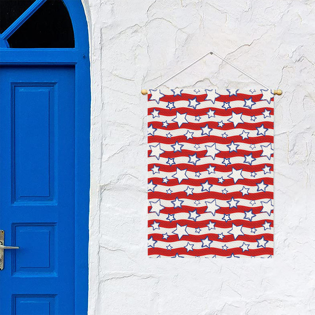 Fourth of July USA Star Pattern Print Garden Flag