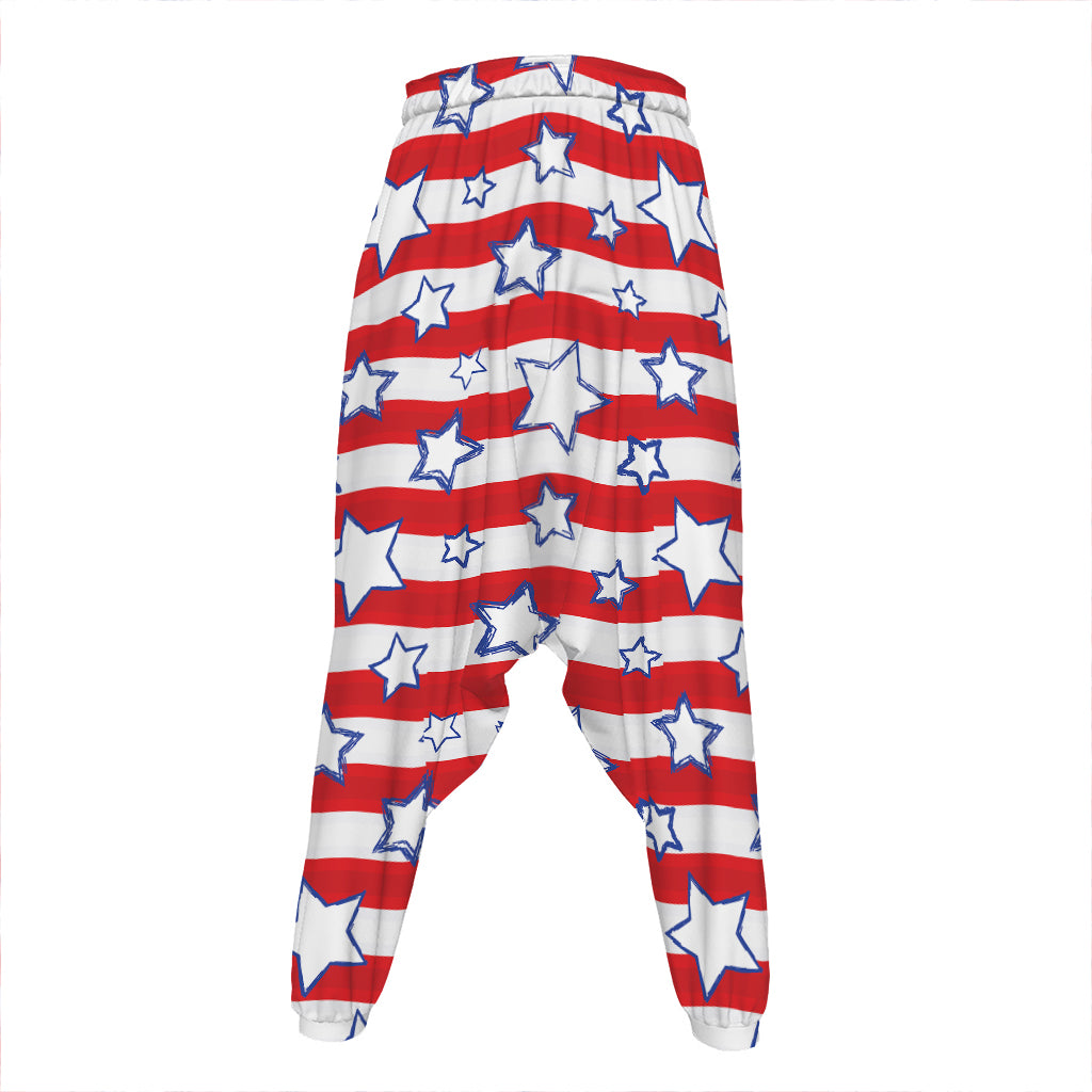 Fourth of July USA Star Pattern Print Hammer Pants
