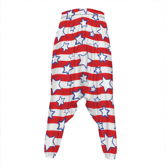 Fourth of July USA Star Pattern Print Hammer Pants