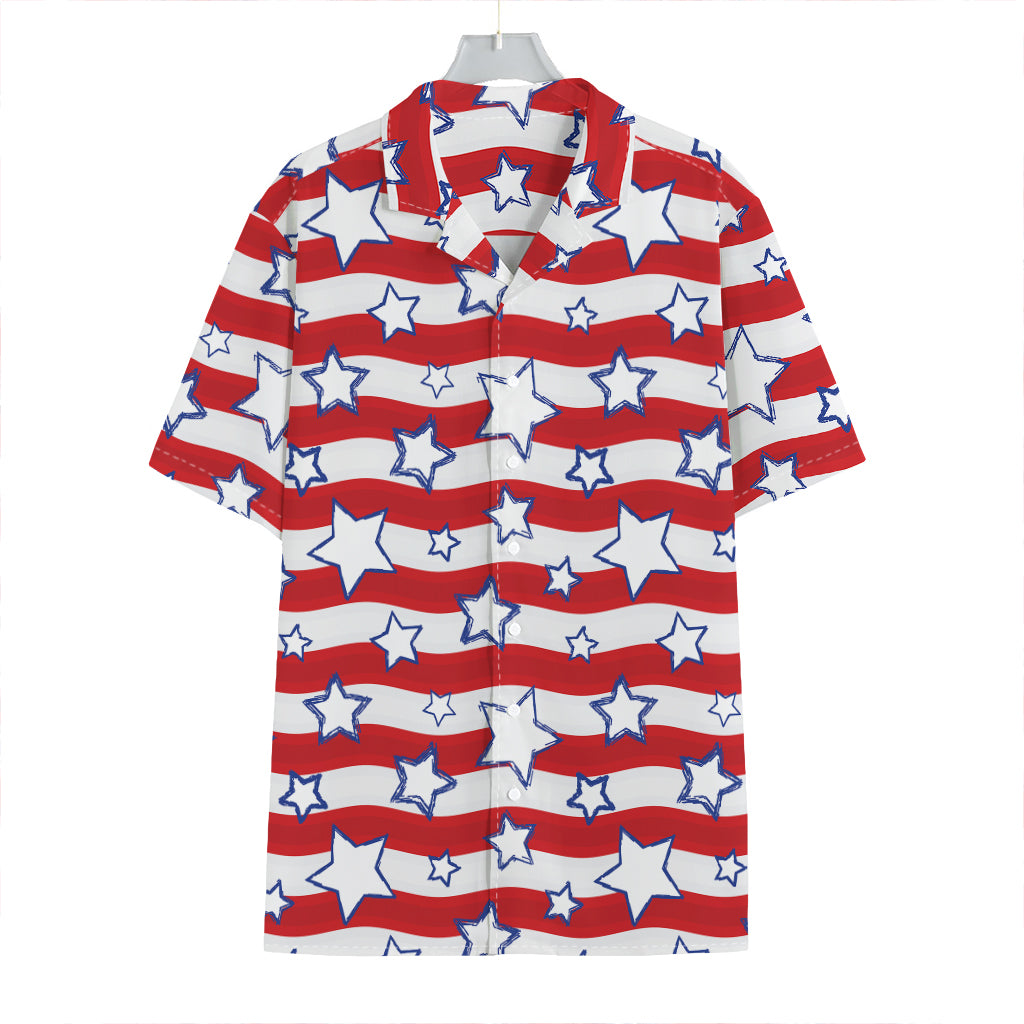Fourth of July USA Star Pattern Print Hawaiian Shirt
