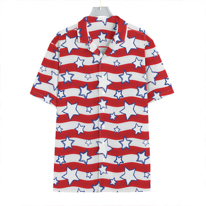 Fourth of July USA Star Pattern Print Hawaiian Shirt