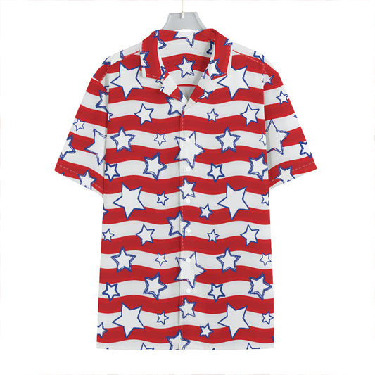 Fourth of July USA Star Pattern Print Hawaiian Shirt