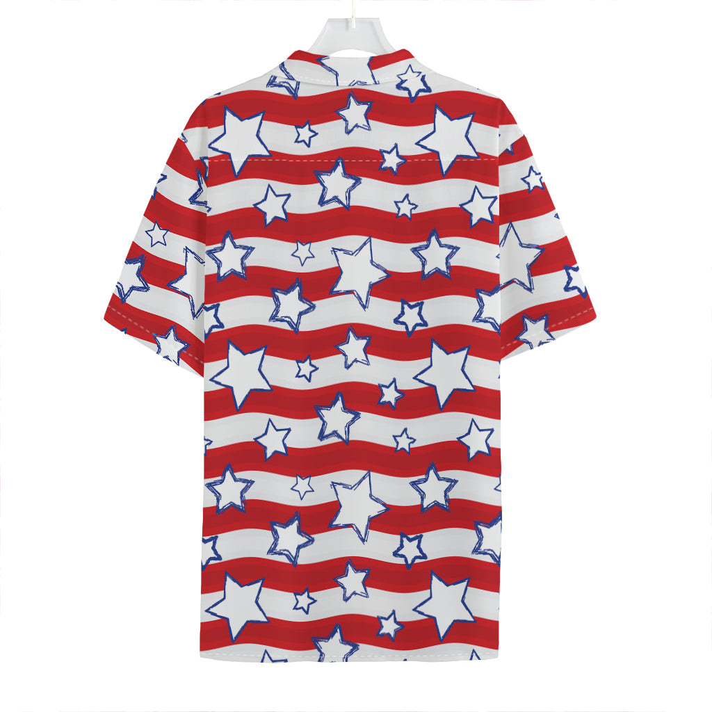 Fourth of July USA Star Pattern Print Hawaiian Shirt