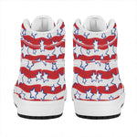 Fourth of July USA Star Pattern Print High Top Leather Sneakers