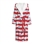 Fourth of July USA Star Pattern Print Hooded Bathrobe