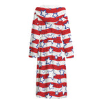 Fourth of July USA Star Pattern Print Hooded Bathrobe