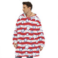 Fourth of July USA Star Pattern Print Hoodie Blanket