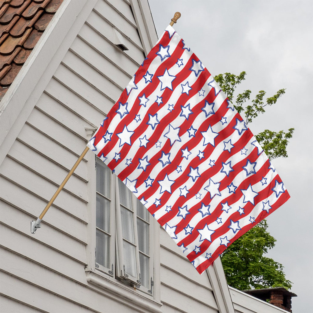 Fourth of July USA Star Pattern Print House Flag