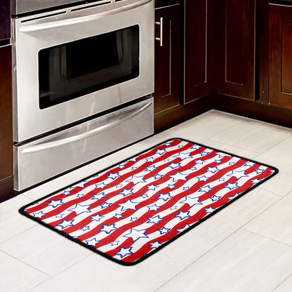 Fourth of July USA Star Pattern Print Kitchen Mat
