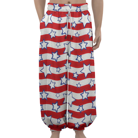 Fourth of July USA Star Pattern Print Lantern Pants