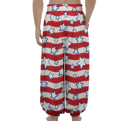 Fourth of July USA Star Pattern Print Lantern Pants