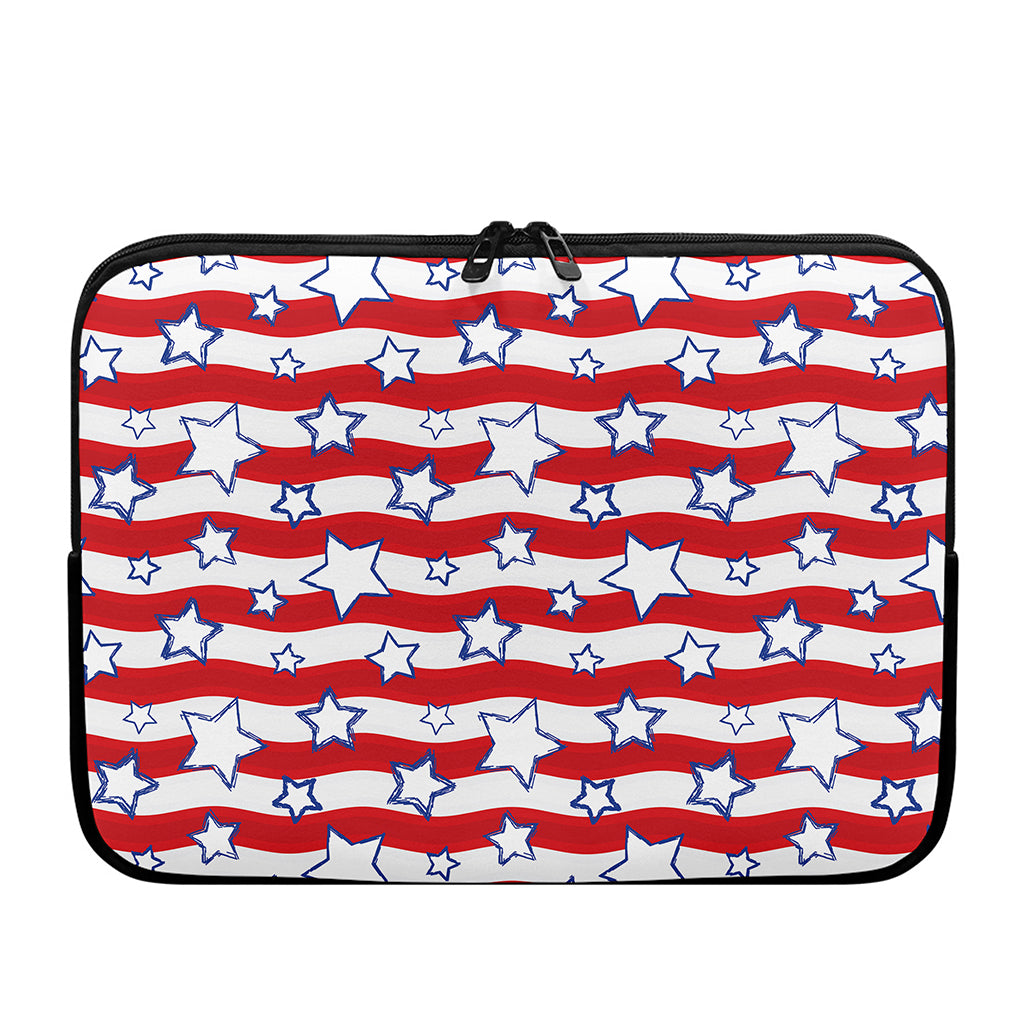 Fourth of July USA Star Pattern Print Laptop Sleeve