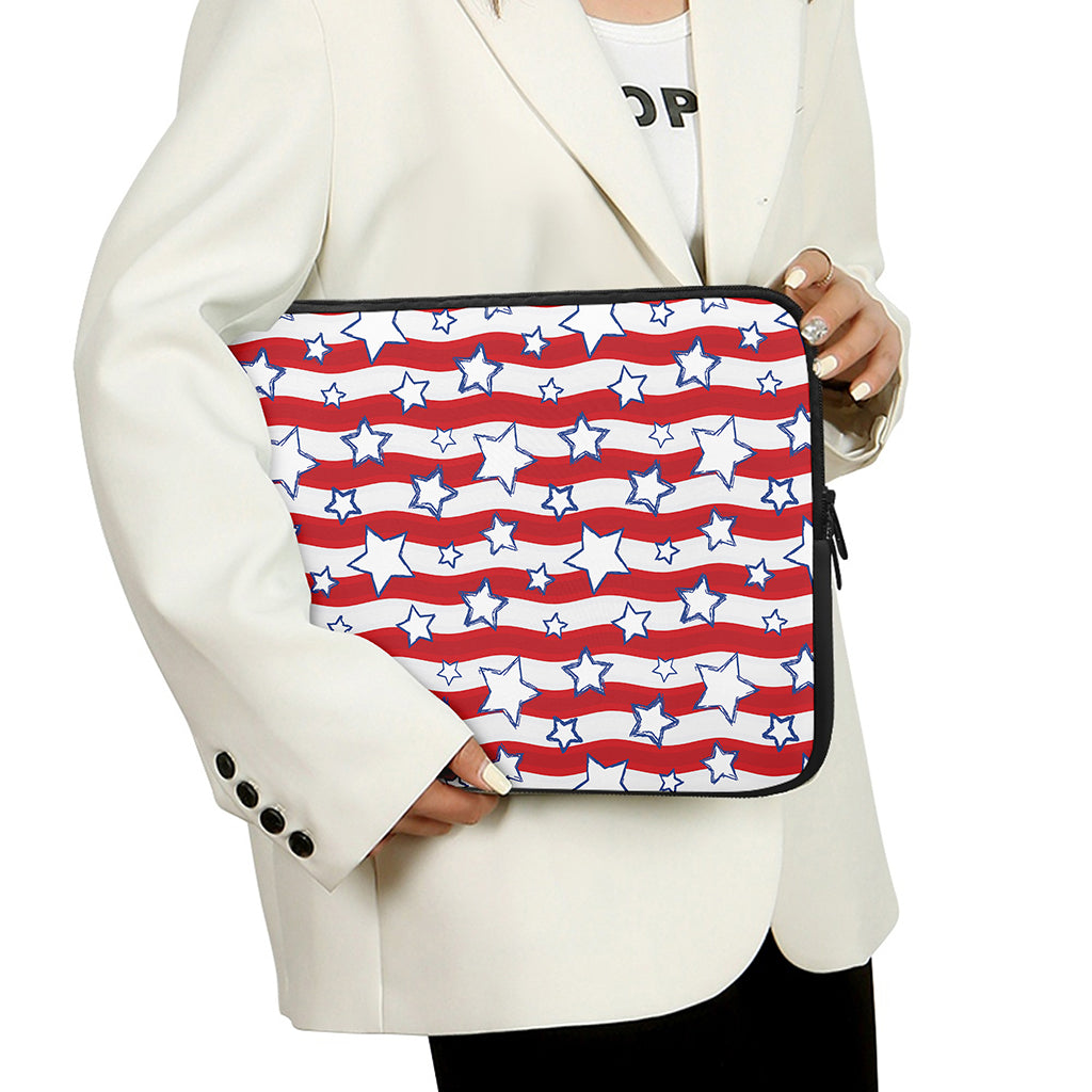 Fourth of July USA Star Pattern Print Laptop Sleeve
