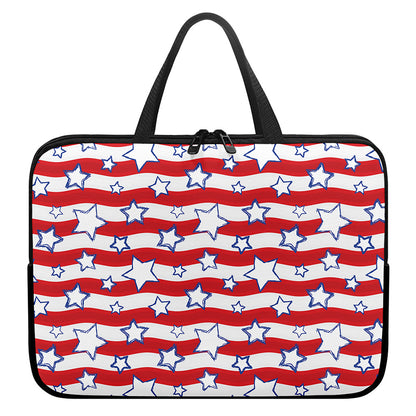 Fourth of July USA Star Pattern Print Laptop Sleeve With Handle