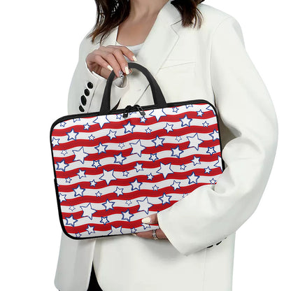 Fourth of July USA Star Pattern Print Laptop Sleeve With Handle