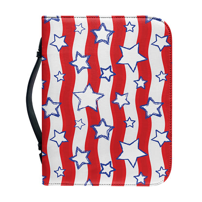 Fourth of July USA Star Pattern Print Leather Bible Cover
