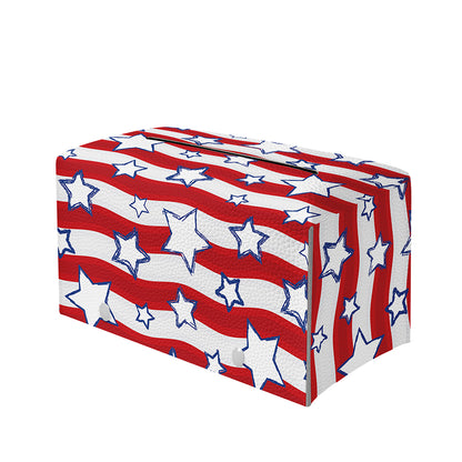 Fourth of July USA Star Pattern Print Leather Tissue Box Cover