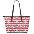 Fourth of July USA Star Pattern Print Leather Tote Bag With Zipper