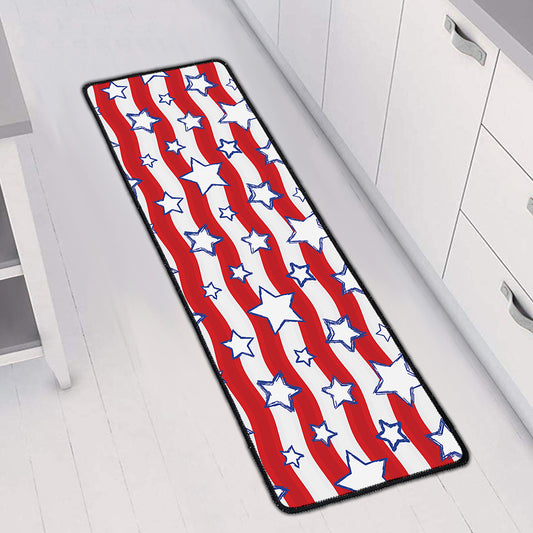Fourth of July USA Star Pattern Print Long Kitchen Mat