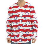 Fourth of July USA Star Pattern Print Long Sleeve Baseball Jersey