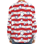 Fourth of July USA Star Pattern Print Long Sleeve Baseball Jersey