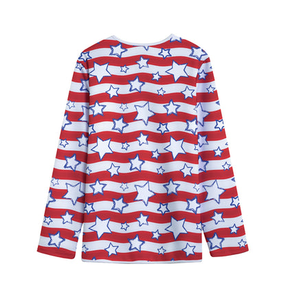 Fourth of July USA Star Pattern Print Long Sleeve Short Coat
