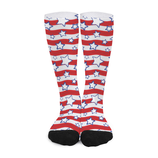 Fourth of July USA Star Pattern Print Long Socks