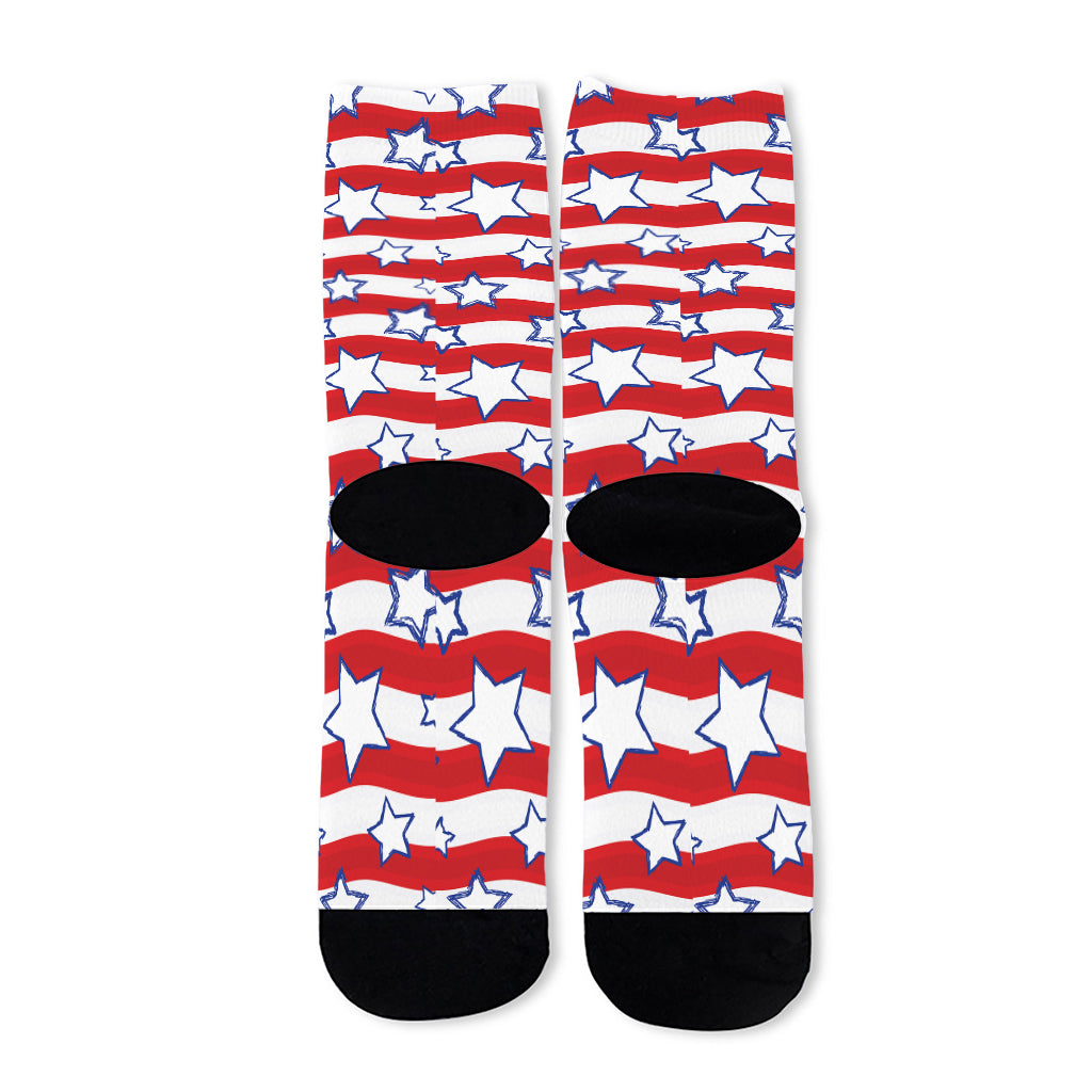 Fourth of July USA Star Pattern Print Long Socks