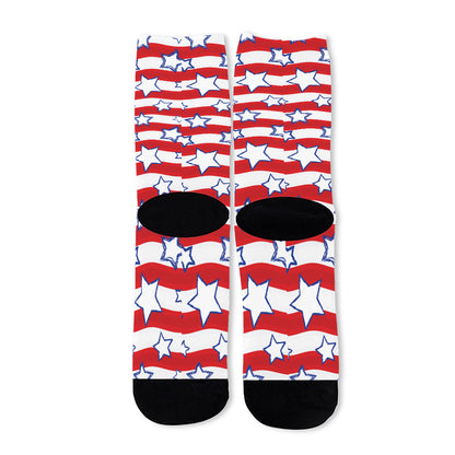 Fourth of July USA Star Pattern Print Long Socks