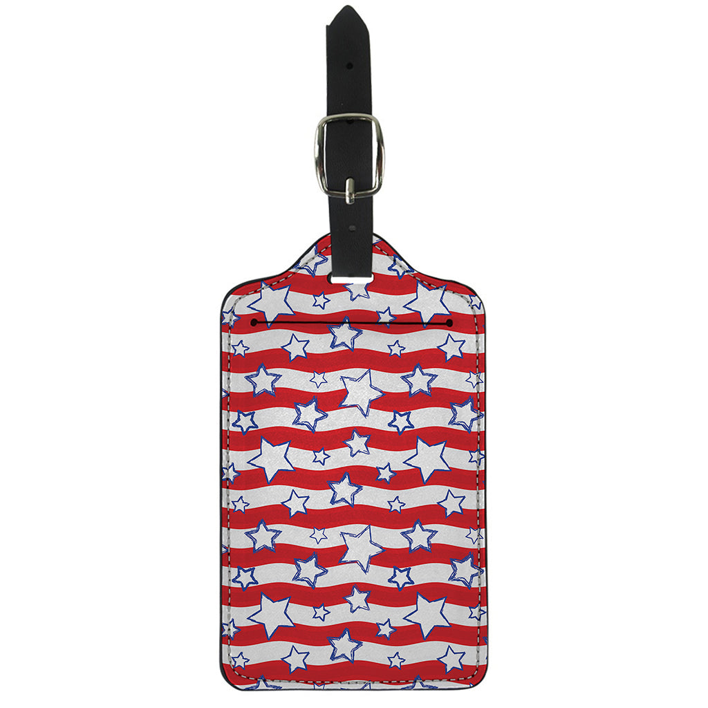 Fourth of July USA Star Pattern Print Luggage Tag