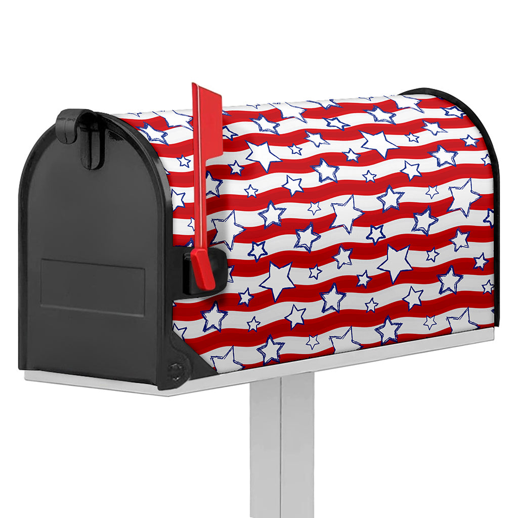 Fourth of July USA Star Pattern Print Mailbox Cover