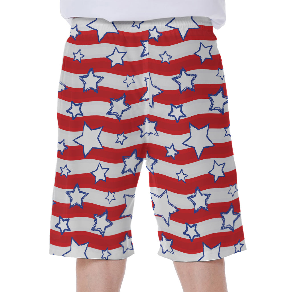 Fourth of July USA Star Pattern Print Men's Beach Shorts