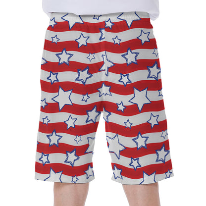 Fourth of July USA Star Pattern Print Men's Beach Shorts