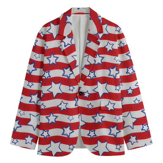 Fourth of July USA Star Pattern Print Men's Blazer