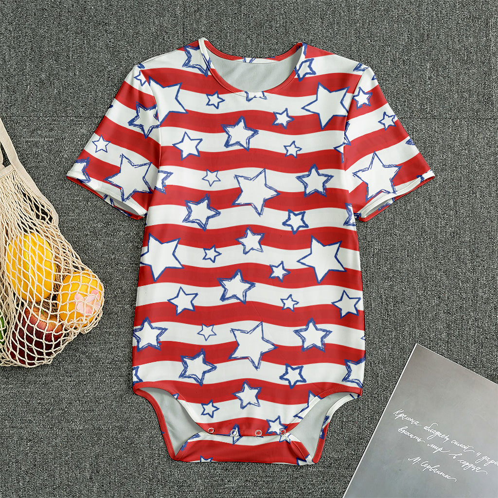 Fourth of July USA Star Pattern Print Men's Bodysuit