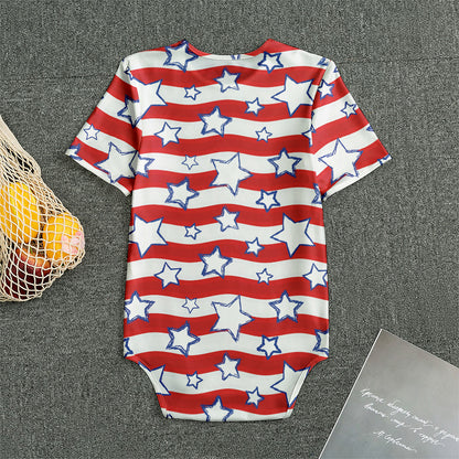 Fourth of July USA Star Pattern Print Men's Bodysuit