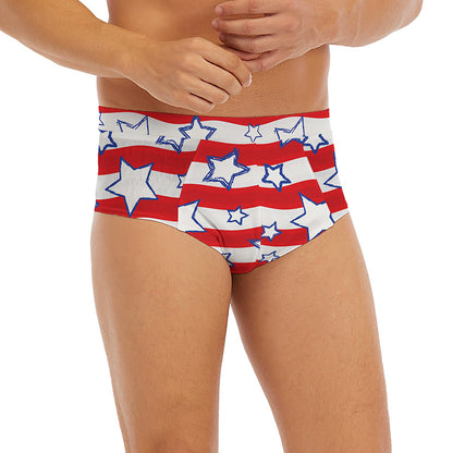 Fourth of July USA Star Pattern Print Men's Briefs