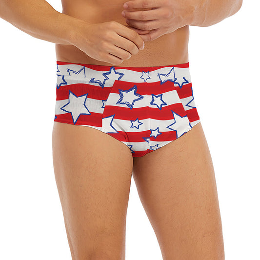 Fourth of July USA Star Pattern Print Men's Briefs