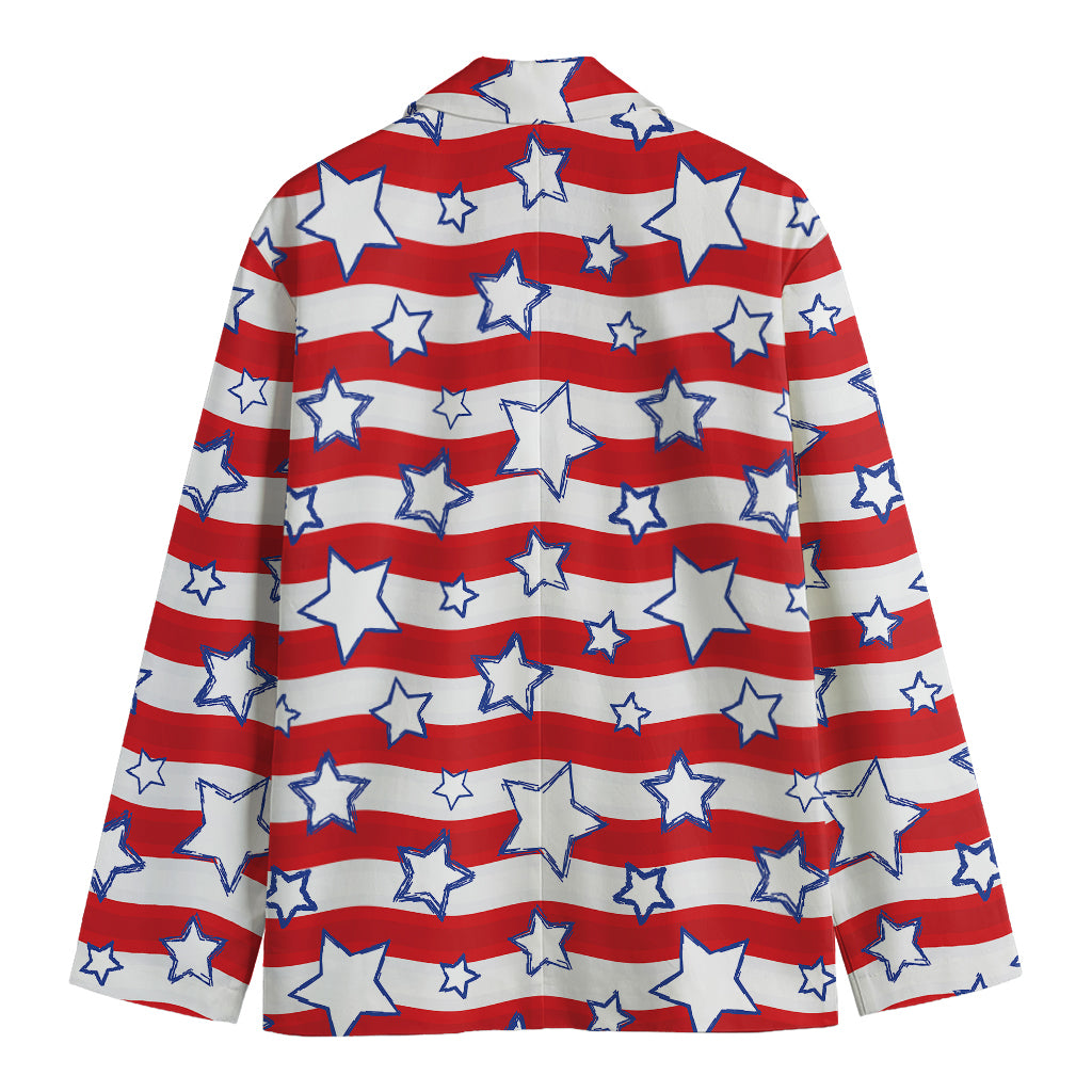 Fourth of July USA Star Pattern Print Men's Cotton Blazer