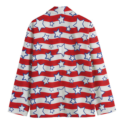 Fourth of July USA Star Pattern Print Men's Cotton Blazer