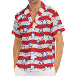 Fourth of July USA Star Pattern Print Men's Deep V-Neck Shirt
