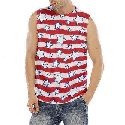 Fourth of July USA Star Pattern Print Men's Fitness Tank Top