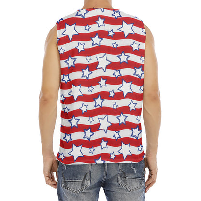 Fourth of July USA Star Pattern Print Men's Fitness Tank Top