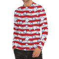 Fourth of July USA Star Pattern Print Men's Long Sleeve Rash Guard