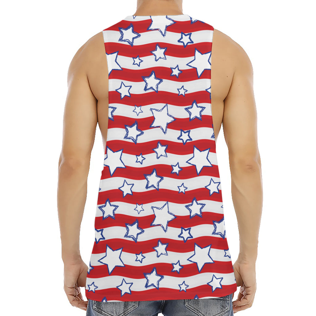 Fourth of July USA Star Pattern Print Men's Muscle Tank Top