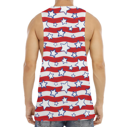 Fourth of July USA Star Pattern Print Men's Muscle Tank Top