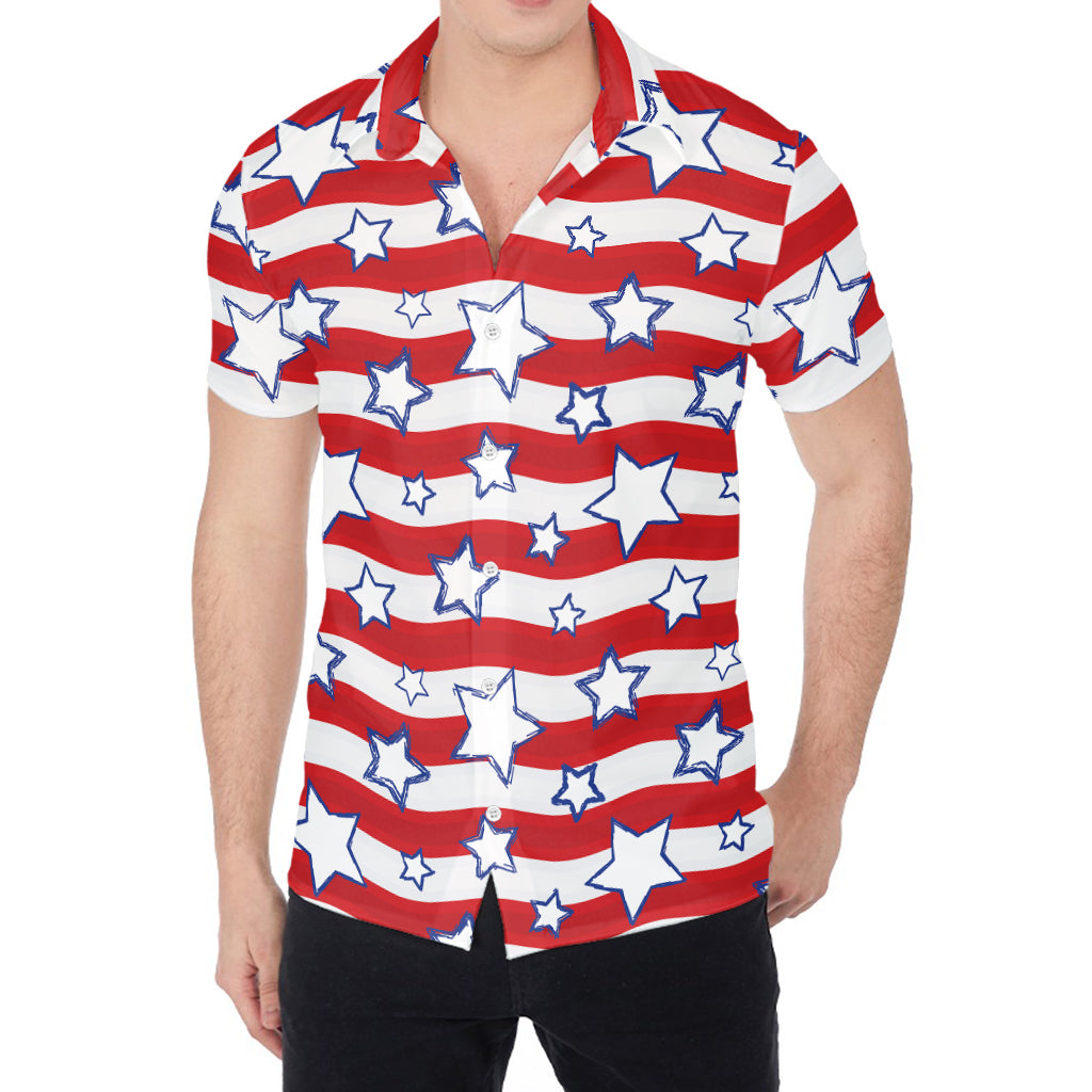 Fourth of July USA Star Pattern Print Men's Shirt